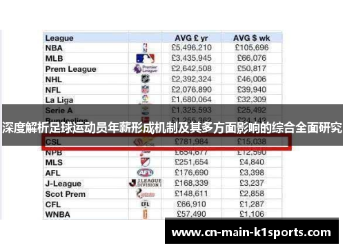 深度解析足球运动员年薪形成机制及其多方面影响的综合全面研究